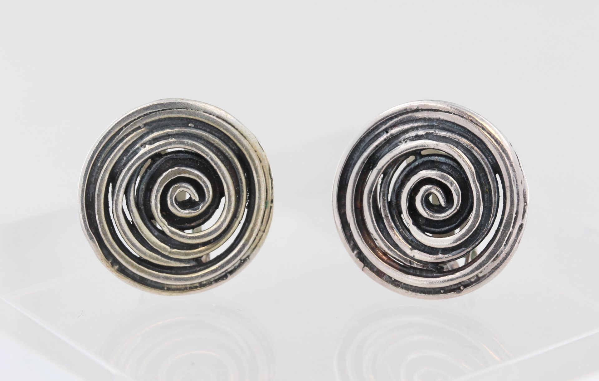 Paar Ohrclips Silber, 925 Silber, in Form einer Spirale, punziert, ca. 14,3 g, D. 2,3 cm