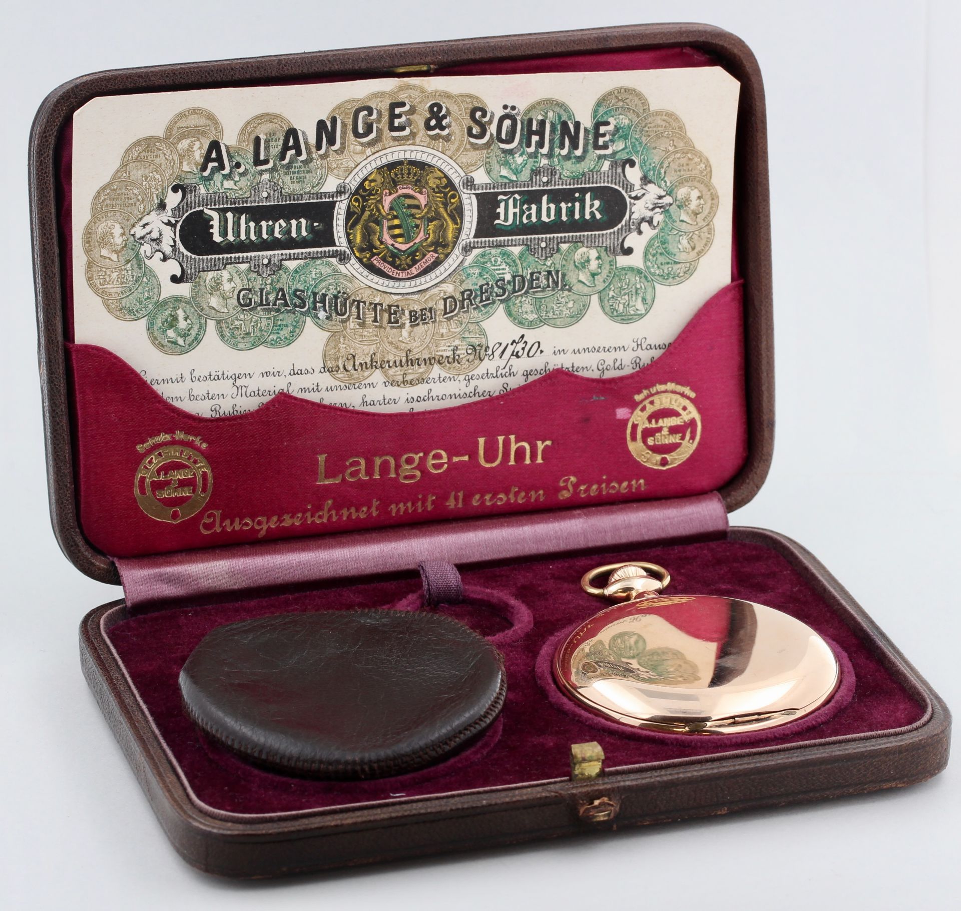 Taschenuhr A. Lange & Söhne Glashütte bei Dresden, 14 kt Gelbgold, A. Lange & Söhne Glashütte bei - Bild 6 aus 7
