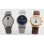 Konvolut Armbanduhren, Stahl, teilweise vergoldet, 1 x Junghans Solar 1 mit Mercedes Stern, 1 x