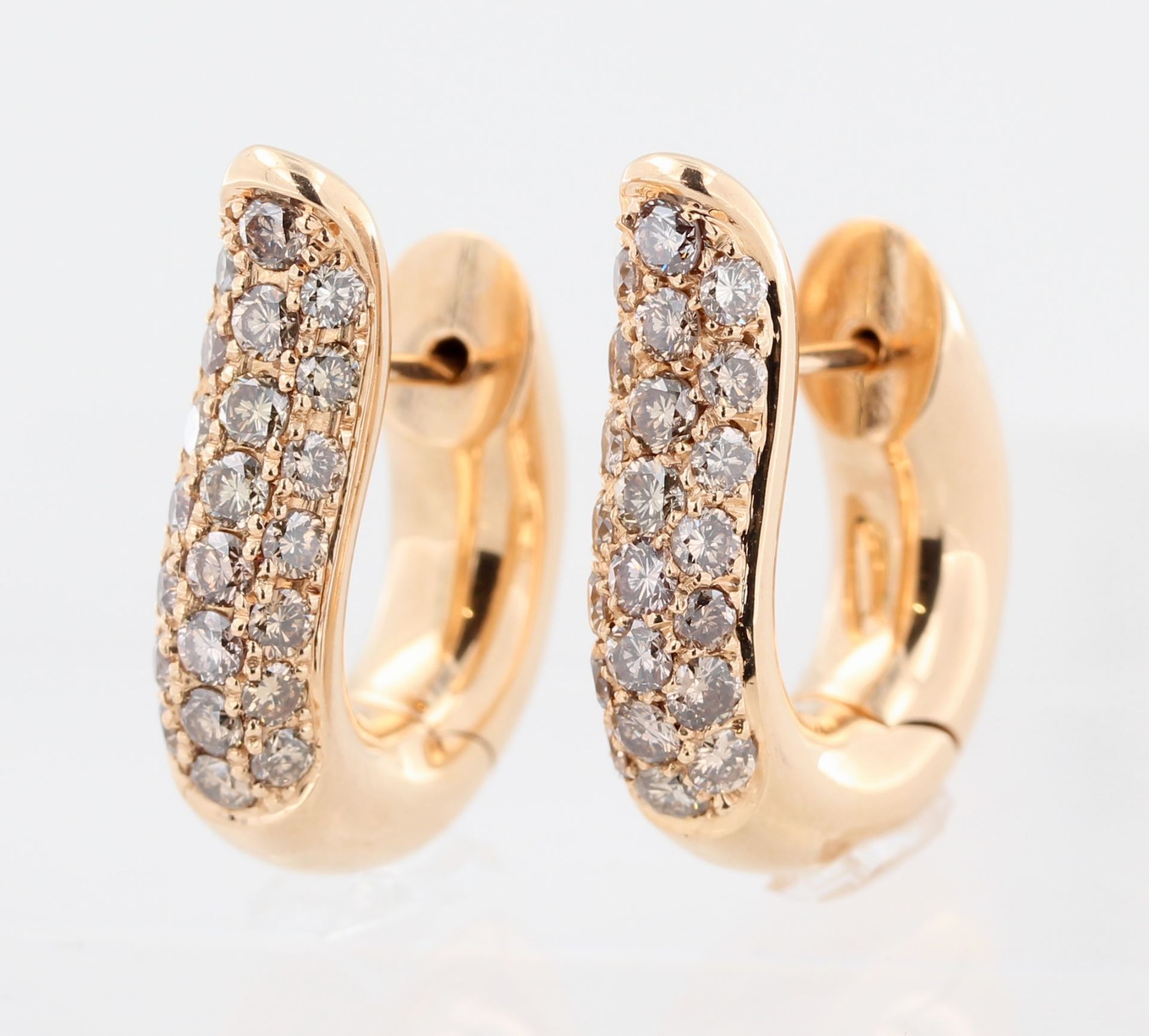 Paar Creolen Tamara Comolli Signature Hoop, 18 kt Roségold, mit Brillant-Pavé, Tamara Comolli