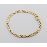 Armband, 14 kt Gelbgold, mit 6 Brillanten, punziert, ca. 13,9 g, L. 19 cm
