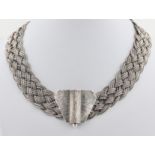 Collier Silber, 835 Silber, dekorativ geflochten, punziert, ca. 76,7 g, L. 40,5 cm
