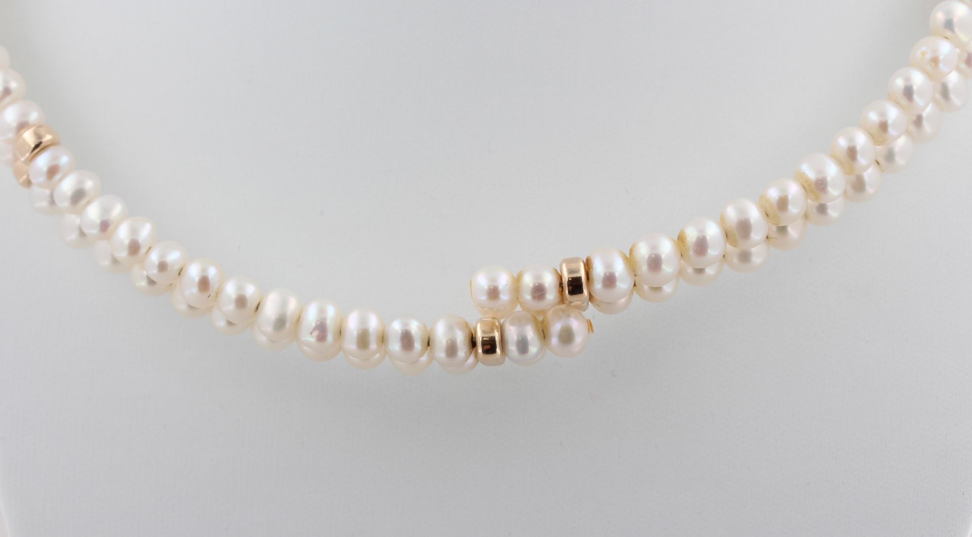 Schmuckset, 14 kt Gelbgold, Zwischenteile, teils mit kleinen Brillanten und Aquamarinen, punziert, - Bild 5 aus 5
