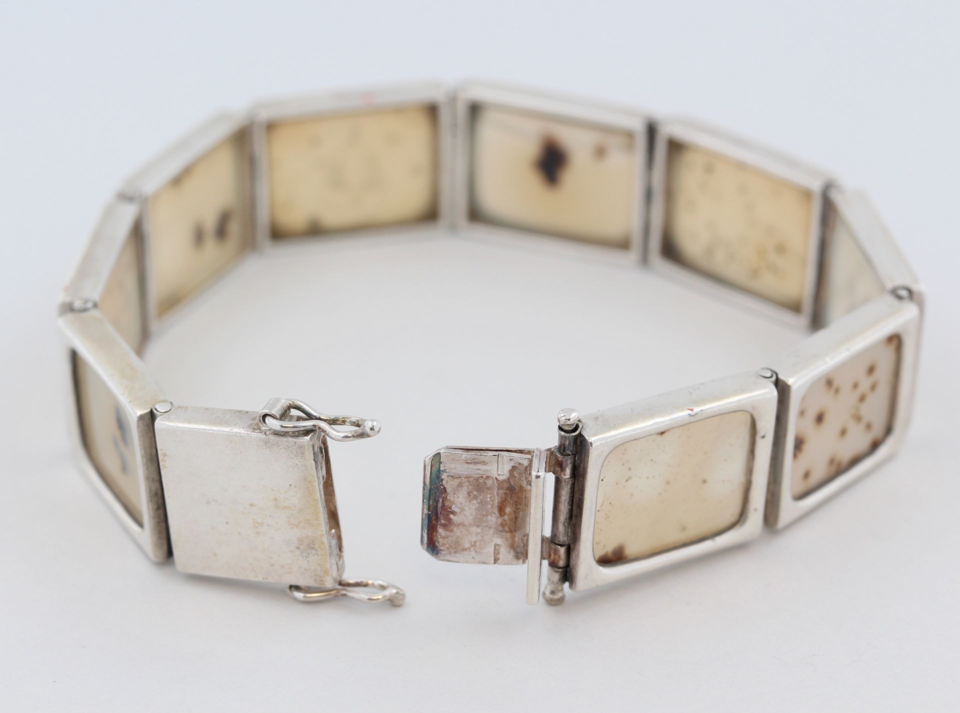 Armband mit Dendritenchalcedon, Silber, mit Dendritenchalcedon Plättchen (2 x mit Sprüngen), ca. - Bild 3 aus 3