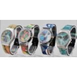 4 Armbanduhren Laks Watch, ars mundi Exclusiv-Edition, 2 x Paul Wunderlich (0256/5000 und 0159/5000)