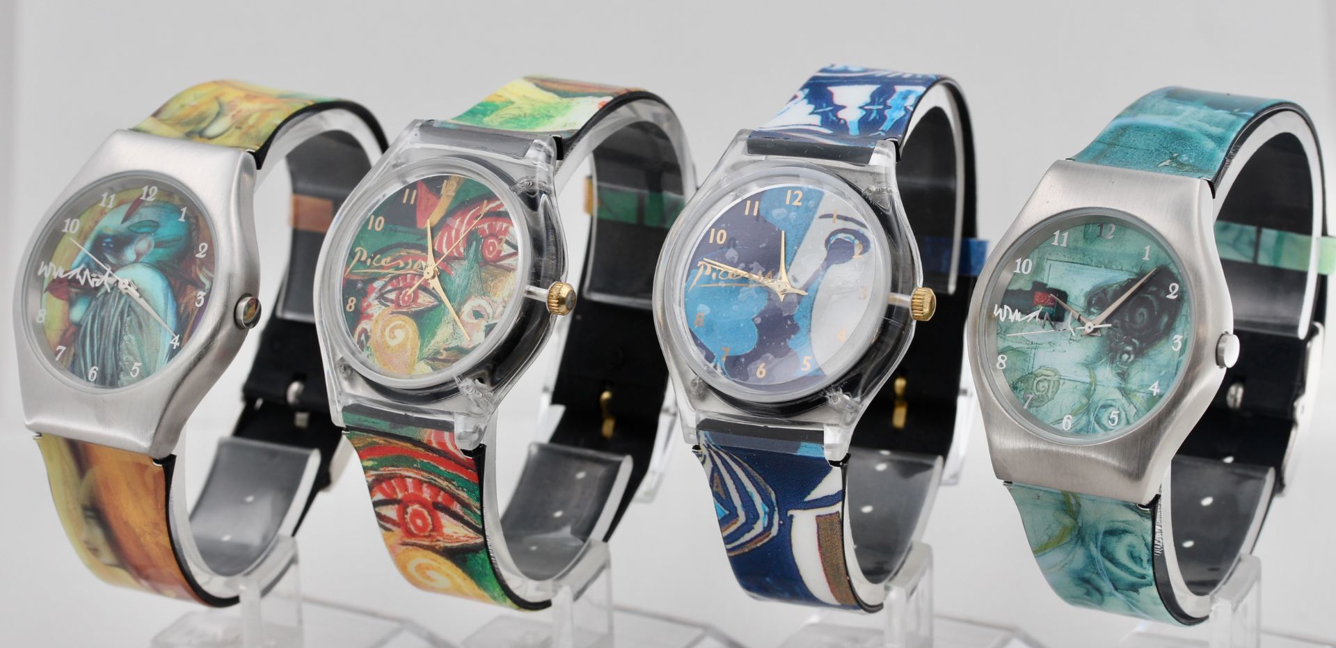 4 Armbanduhren Laks Watch, ars mundi Exclusiv-Edition, 2 x Paul Wunderlich (0256/5000 und 0159/5000)