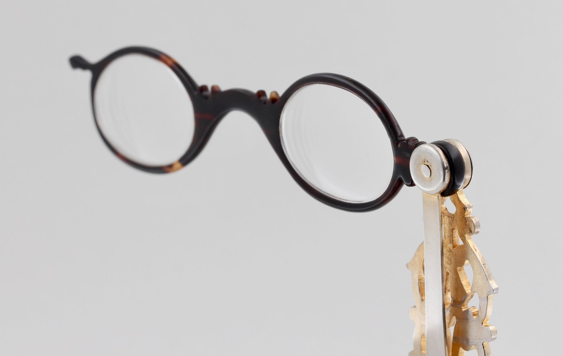 Lorgnette Silber, wohl vor 1900, 900 Silber, filigran gearbeitet, mit kleinen Türkis Cabochons (7 - Bild 4 aus 6