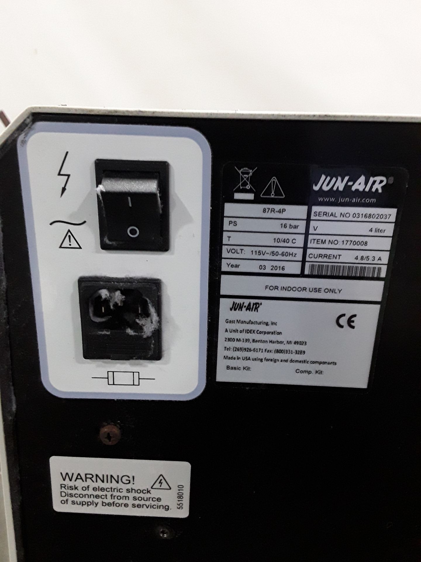 Jun-Air 87R-4P Dental Air Compressor - 625431 - Image 7 of 7