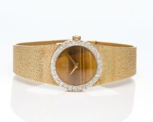 14k Yellow Gold Omega Tiger's Eye Watch