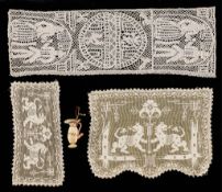 4 17th/18th c. Lace Panels and Sweetmeat Purse