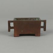 Small Chinese Archaistic Bronze Rectangular Censer