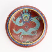 Antique Chinese Cloisonne Five-Clawed Dragon Dish