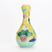 Chinese Famille Jaune Garlic-Head Porcelain Vase