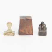 3 Chinese Stamp Seals Wood, Bronze, & Paktong