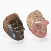 2 Indonesian Carved Wood Topeng Dance Masks