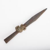 Early Chinese 3-Leg Toad Bronze Halberd Weapon