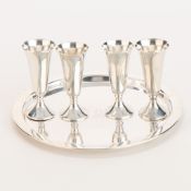 4 Sterling Glasses w/ Reed & Barton Tray 5.78 ozt