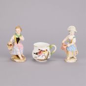 3 pcs Meissen Porcelain Incl. "Gardener" Figures