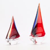 2 Italian Murano Glass Sail Boats Incl. Oggetti