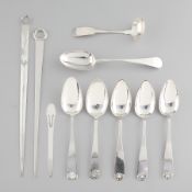 10 Antique Misc. Coin Silver & Plate Utensils 387 g