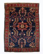 Persian Blue Mohajeran Sarouk Wool Rug 4'9"x3'6"