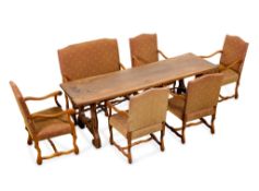 18th c. French Table w/ 6 Louis XV Style Chairs