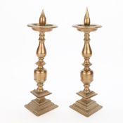 Pr 17th c. Flemish Brass Altar Candlesticks