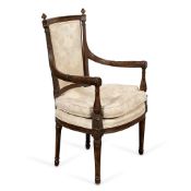 French Louis XVI Mahogany Armchair Fauteuil