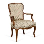 French Louis XV Upholstered Fauteuil Armchair