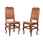 Pr French Regence Oak Chaise Dining Chairs