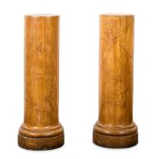 Pr Italian Faux Marble Plaster Column Pedestals