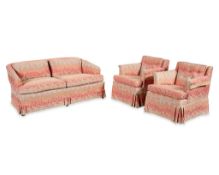 3 Pc Contemporary Damask Floral Salon Set