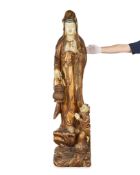 Lrg Chinese Wooden Bodhisattva Guanyin Sculpture