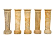 5 Neoclassical Carved Yellow Marble Pedestals