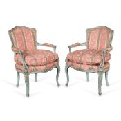 Pr Louis XV Parcel-Gilt Fauteuil Armchairs