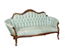 19th c. Victorian Button Tufted Serpentine Settee