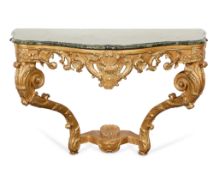 Louis XV Giltwood & Verde Marble Console Table