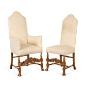 2 French Louis XIII William & Mary Walnut Chairs