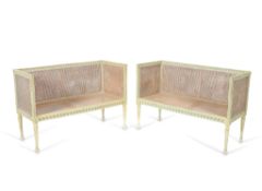 Pr Louis XVI Wood Caned Settee Canapes