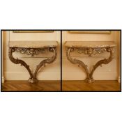Pr George II Giltwood & Marble Console Tables