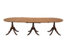George III Regency Triple Pedestal Mahogany Table