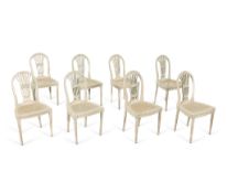 8 French Louis XVI Wooden Balloon Chairs