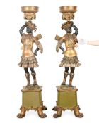 Pr Venetian Painted Giltwood Blackamoor Torcheres