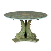 Italian "Table of Muses" Ceramic & Bronze Table