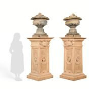Pr Neoclassical Style Campagna Urns & Plinths