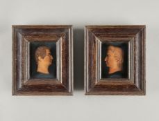 2 Continental Miniature Wax Portraits of Men