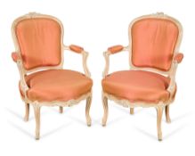 Pr French Louis XV Wooden Fauteuil Armchairs
