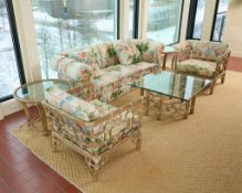 6 Pc McGuire Furniture Floral & Faux Bamboo Suite