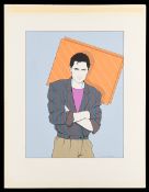 Patrick Nagel Perry Ellis Playboy Painting 1981