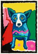 George Rodrigue "Colorful Blue Dog" Print